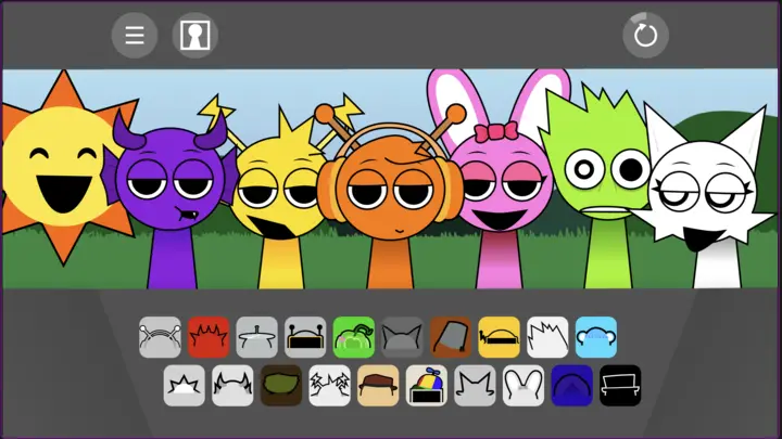 Sprunki Retake horror music game interface showing dark themed music creation environment
